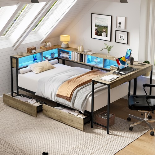Corner twin bed frame with - frame,